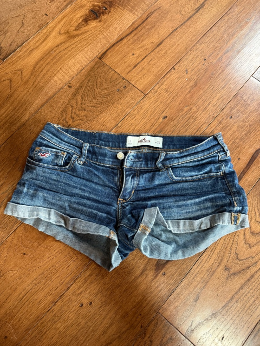 Hollister Medium Blue Denim Rolled-Hem Jean Shorts